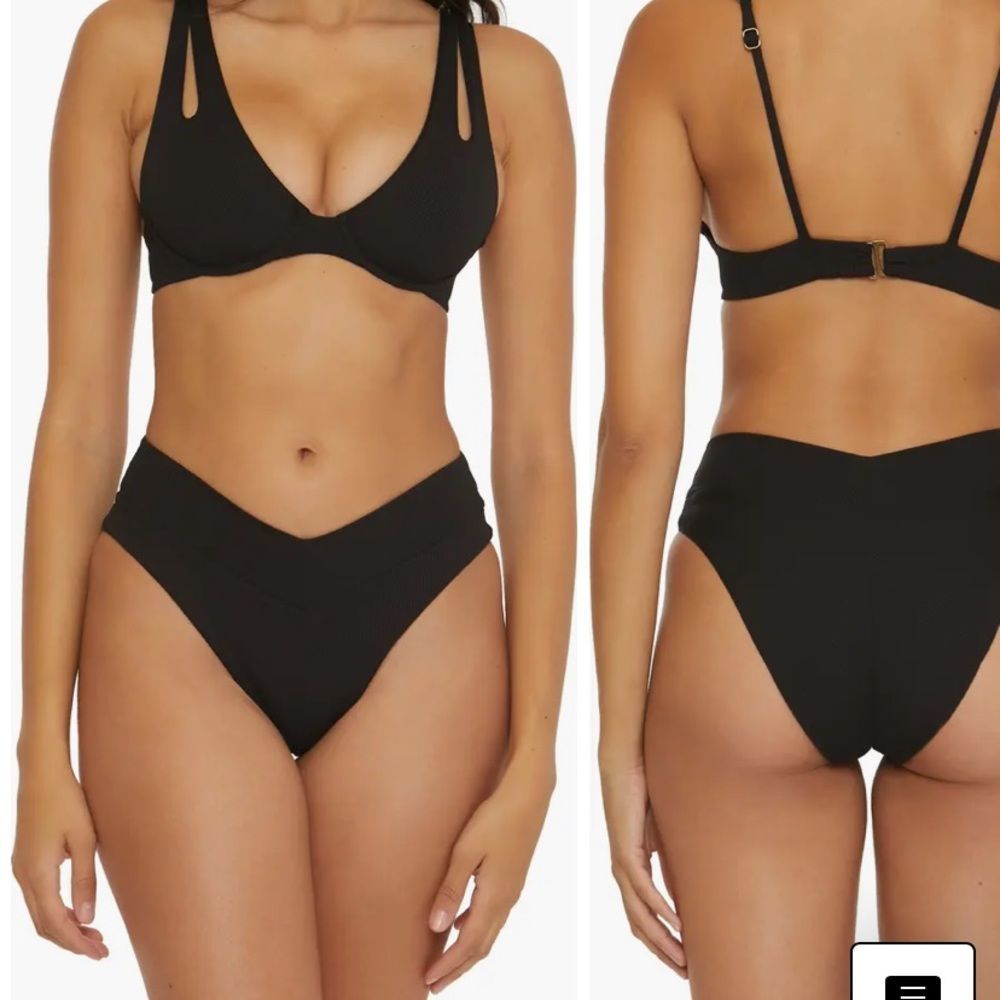 NWT Becca Ribbed D-Cup Top & French Cut Bikini Bottom Medium Swimsuit